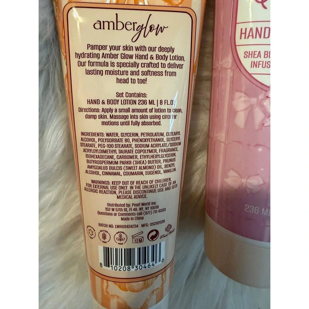 Amberglow Hand & Body Lotion 3pc Set Butter Pumpkin Sugar Cookie Maple Apple 8oz